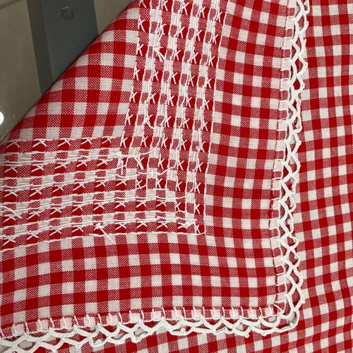 Handmade small checkered tablecloth new 74x77