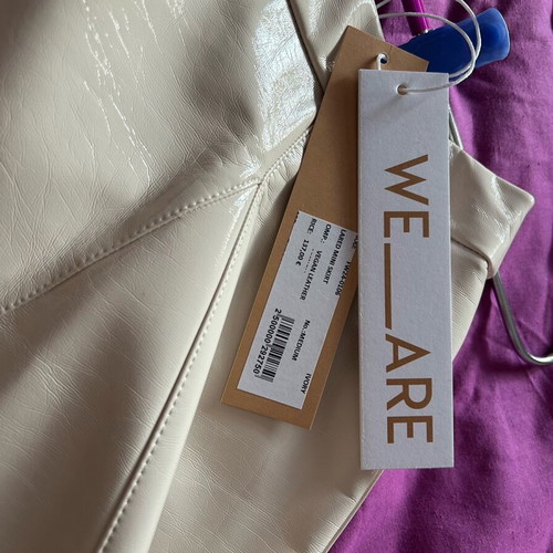 WeAre vinyl mini skirt eco leather ecru new, size medium