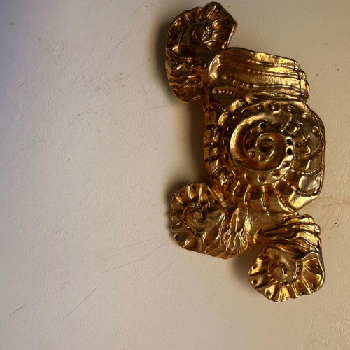 Handmade earrings and brooch set, clip-on earrings, gold tone