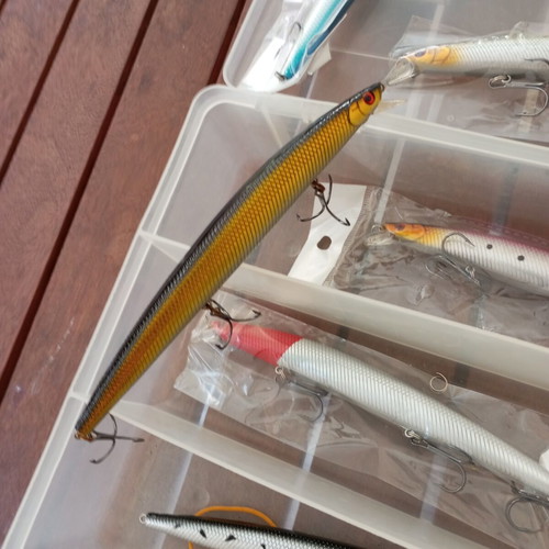 Plano fishing box with 10 artificial spinning lures