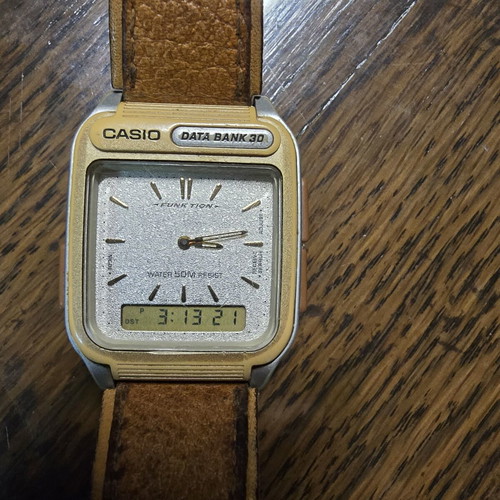 Casio FKT-100 Radio Controlled Data Bank Watch Like New Beige