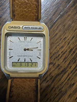 Casio FKT-100 Radio Controlled Data Bank Watch Like New Beige