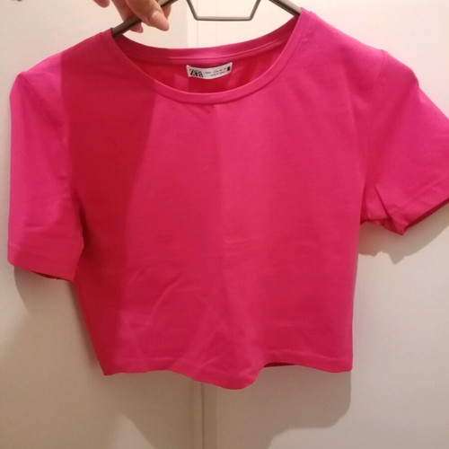 Crop pink women's short-sleeve top Zara like new