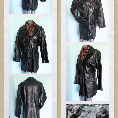 Women's leather coat used, branded, black