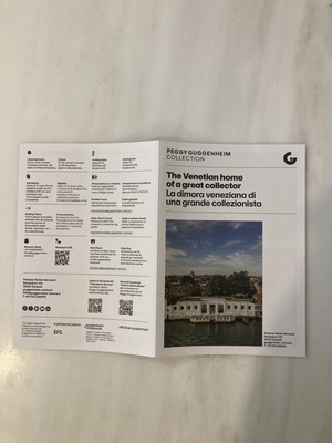 Peggy Guggenheim Collection φυλλάδιο «The Venetian Home of a Great Collector»