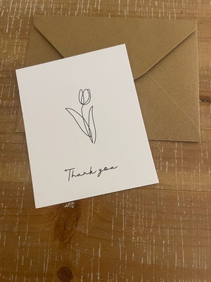 Thank You floral κάρτα minimal με kraft φάκελο καινούργια