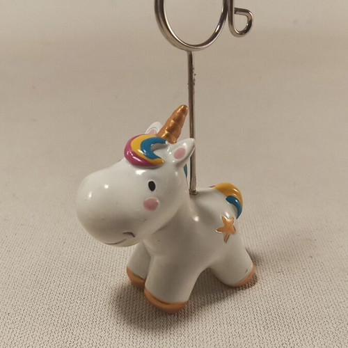 Table stand with unicorn design and metal clip