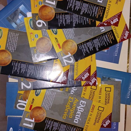 Europe travel guides and road maps used, set of 87 pieces