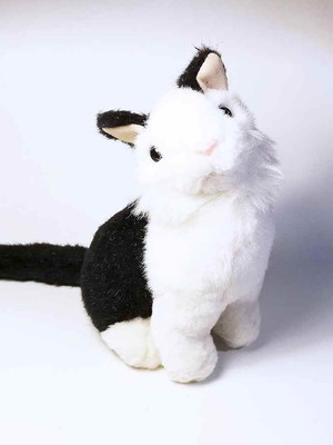 Plush cat black and white used Happy People
