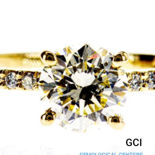 Diamond ring with light yellow 1.15 ct natural diamond, new