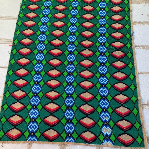 Decorative embroidery handmade on burlap new