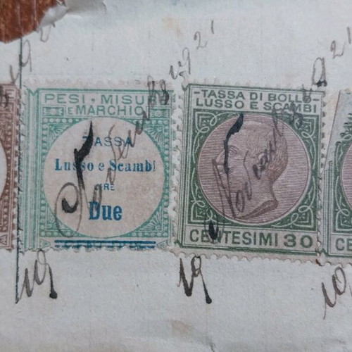 Italian tax stamps used from 1920, set of 4 pieces