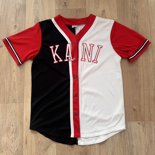 Karl Kani Multi Hip Hop Embroidered Short Sleeve Snap Baseball Shirt Size M like new