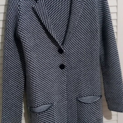 Stradivarius long wool cardigan used, black and white, small