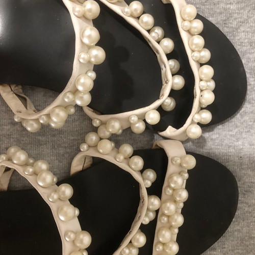 Pearl sandals size 38, black sole