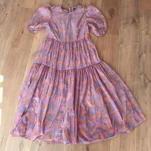 & Other Stories Voluminous Puff Sleeve Midi Dress Size S like new, colorful
