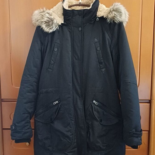 Attrattivo black jacket like new with fur lining and hood