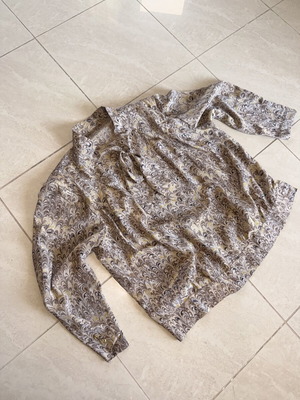 Vintage shirt L handmade new, beige and brown