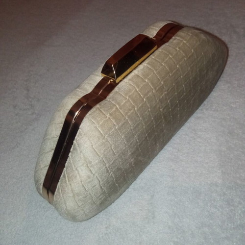 Clutch bag new, beige and gold
