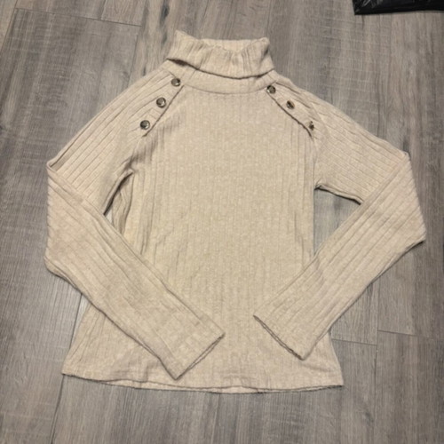 Women's beige turtleneck sweater, size M