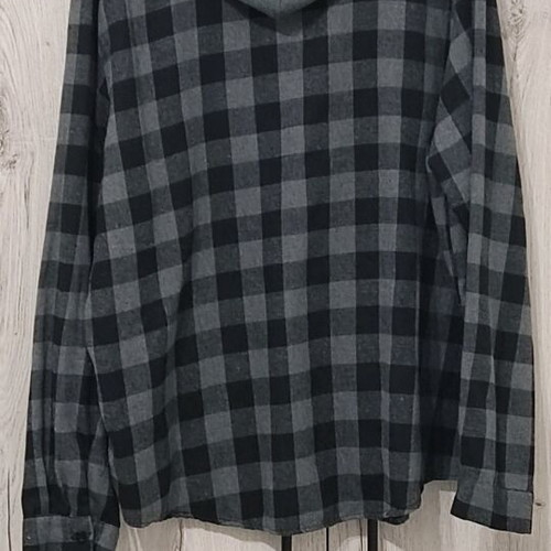 Plaid shirt with hood XXL, new, black and gray