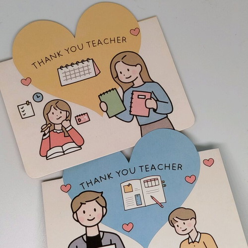 Small greeting cards for teacher new, set of 2
