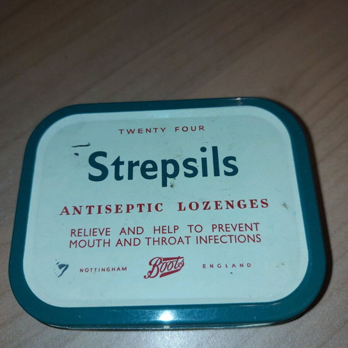 Strepsils collectible tin like new, 1970s