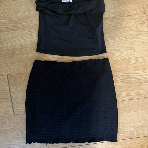 Shein black skirt and Terranova black top set