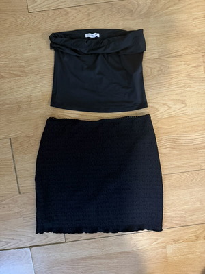 Shein black skirt and Terranova black top set