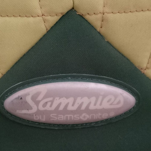 Happy Sammies Samsonite children's suitcase used, green and orange