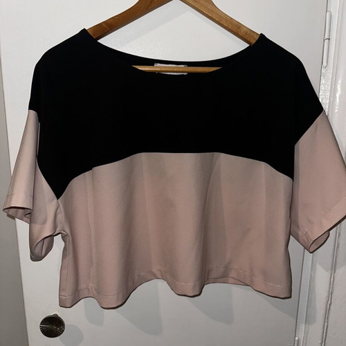 Midi skirt and crop top set like new, black and pink