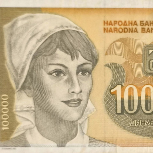 Yugoslavia 100,000 Dinara 1993 banknote used