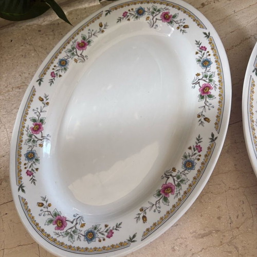 Sandrini Rich Vintage Oval Porcelain Serving Platters Set of 2 New
