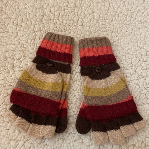 Colorful gloves like new, fingerless with fold-over cover