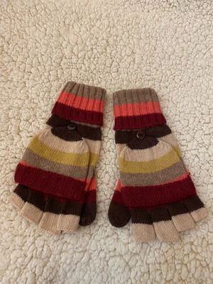 Colorful gloves like new, fingerless with fold-over cover