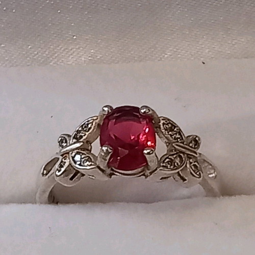 Silver 925 ring new with natural fuchsia stone