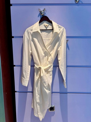 H&M white wrap dress like new, linen, size L