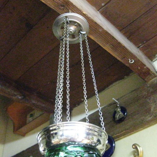 Glass hanging lamp used like new