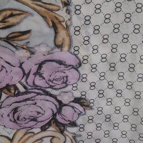 Scarf new large 90×1.80 lilac with dark blue border