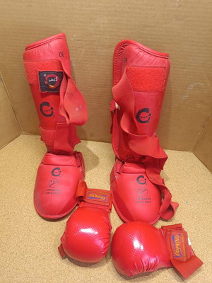 Karate and Taekwondo children's shin guards and gloves set used, Olympous Sport small