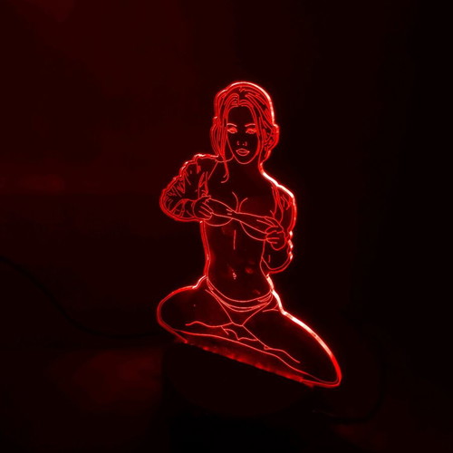 Lamp with woman figure that changes colors, like new