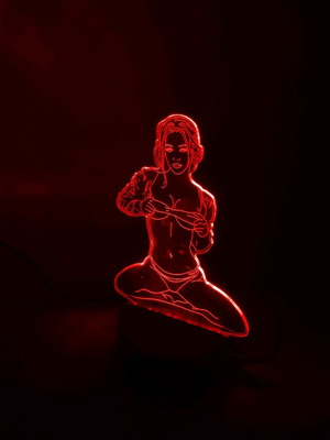 Lamp with woman figure that changes colors, like new