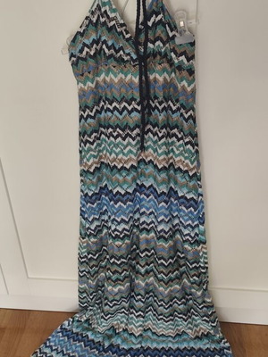 Women's maxi dress new with zigzag geometric pattern, size S