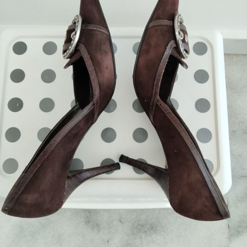 Haralas women's pumps Western Boho size 38.5 suede and leather like new, brown