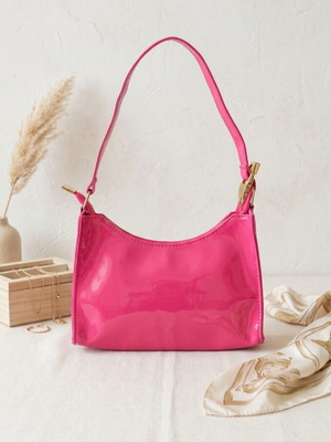 Fuchsia shoulder bag like new with gold zipper
