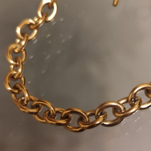 Chain bracelet with two pearls new, gold color stainless steel