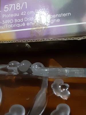 Кристален поднос за сервиране винтидж с релефни цветя