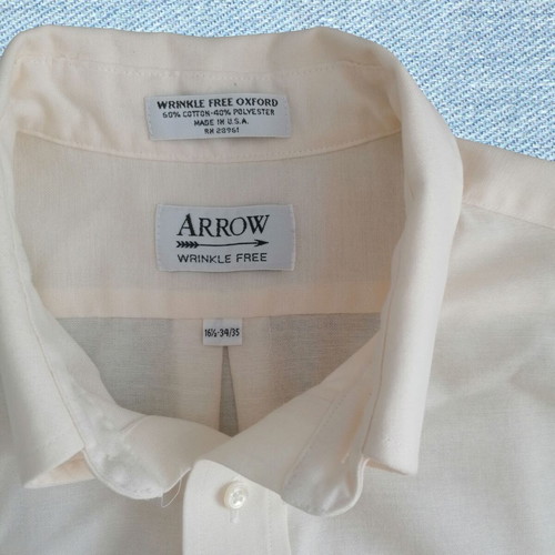 Arrow Usa 1851 men's dress shirt like new, size large, beige and white