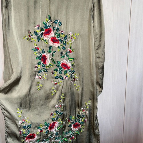 Zara long shirt used with embroidery green, size XS