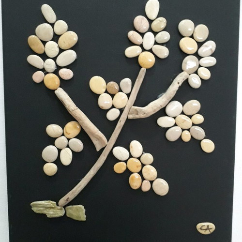 Painting with shepherd and stones handmade new